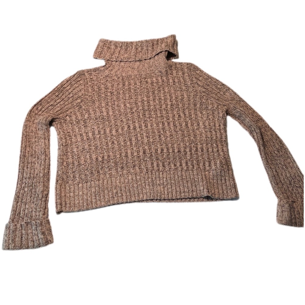 Free People Chunky Knit Marled Turtleneck Sweater Women's SZ M Cuffed Sleeves